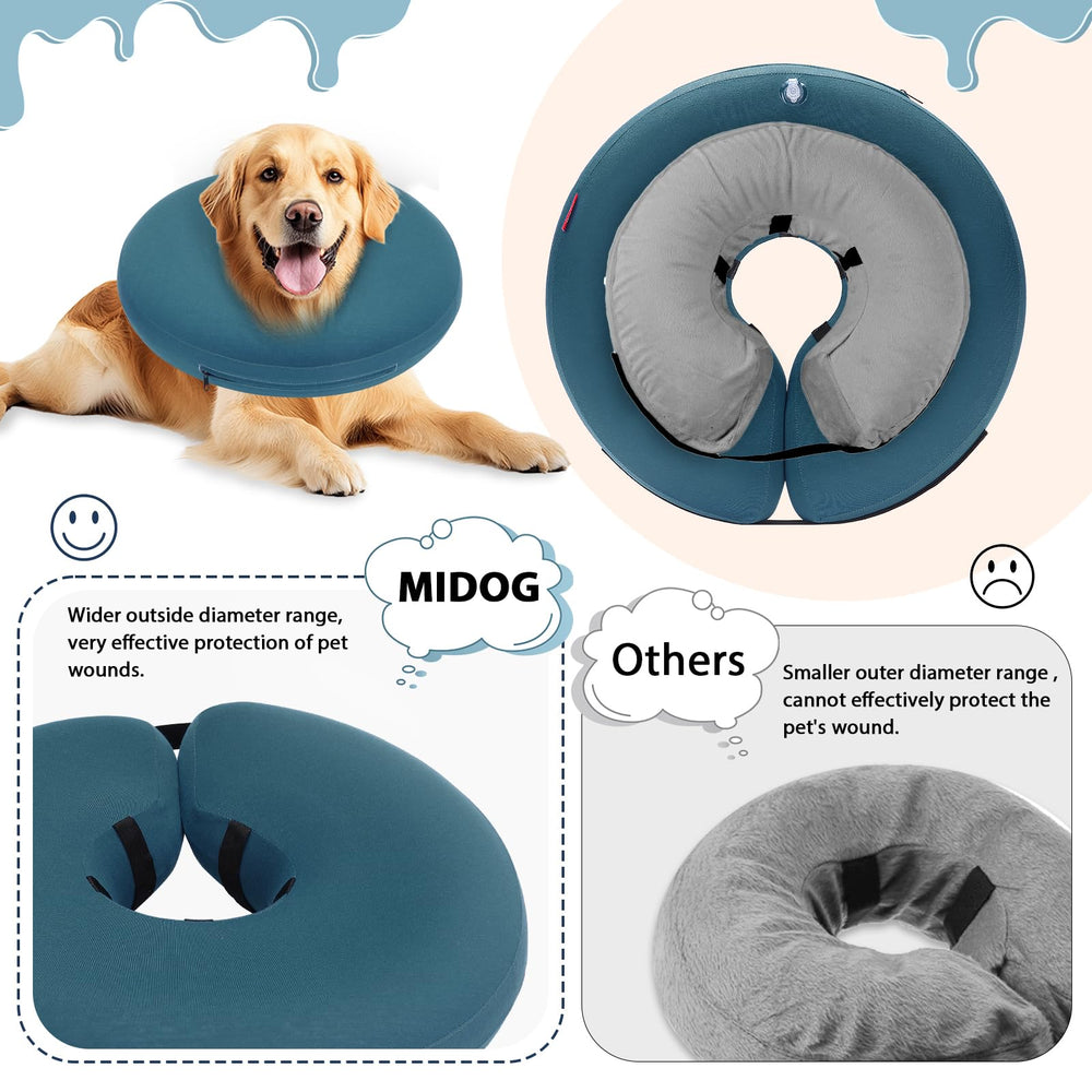 MIDOG collar donut: diseño ancho impide acceder a zonas heridas