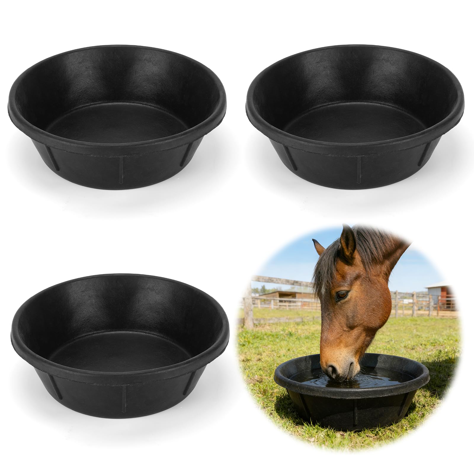 Midollarle cuenco de alimentación de goma, capacidad 2 galones, ideal para caballos y ganado