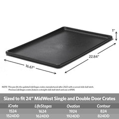 Crate Pan deslizante de MidWest Homes for Pets para limpieza rápida.