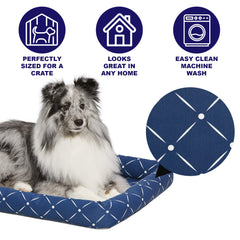 Cama con patrón diamante azul-blanco de MidWest, estilo moderno y confortable.