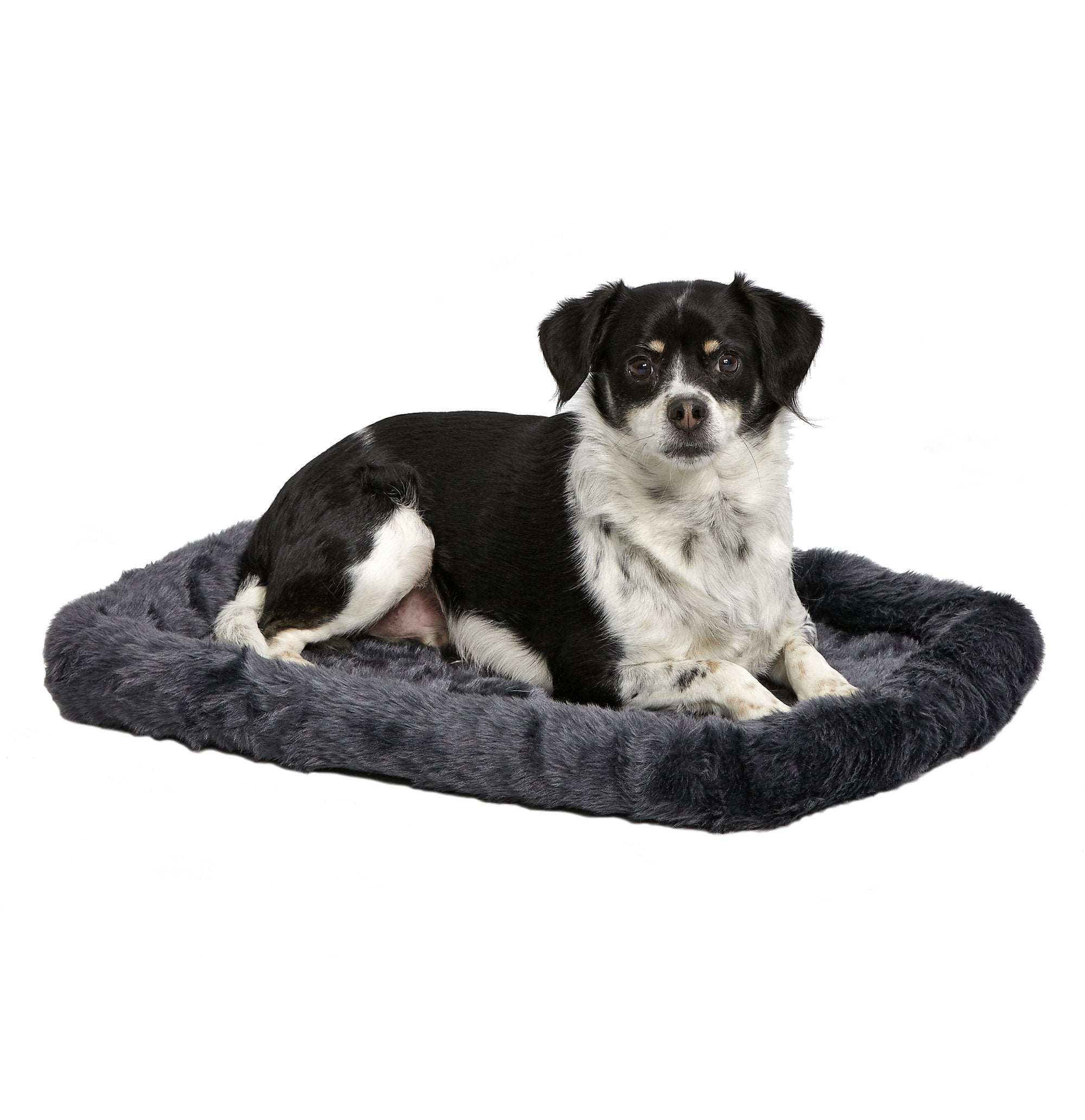Cama para perro MidWest QuietTime gris con pelo sintético suave para descanso cómodo