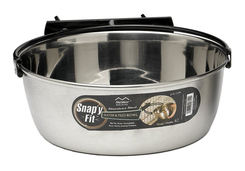 MidWest Snap'y Fit tazon acero inoxidable evita derrames durante la comida para perros grandes