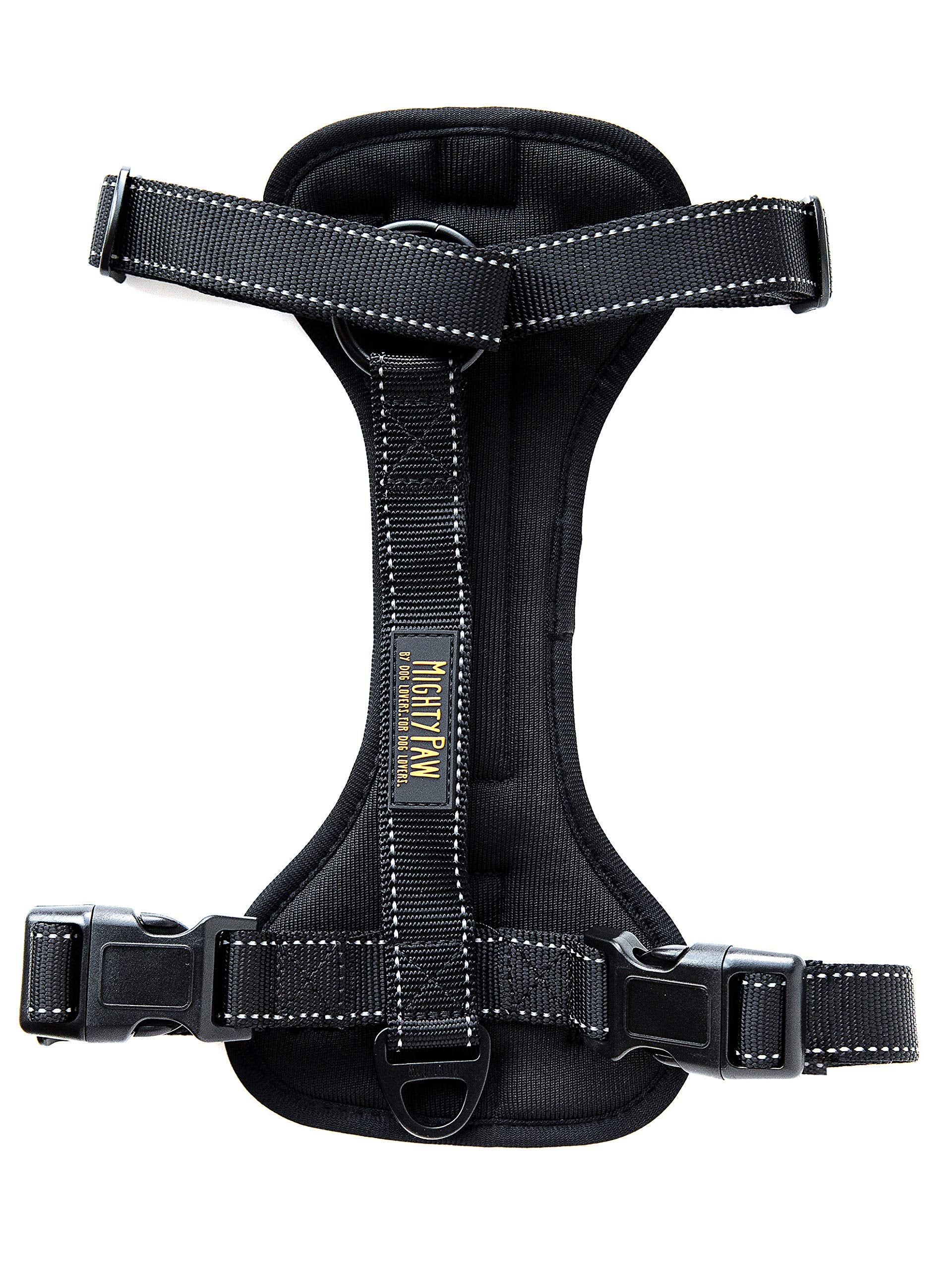 Arnés Mighty Paw para coche con dos enganches, ideal para mayor control en viajes.