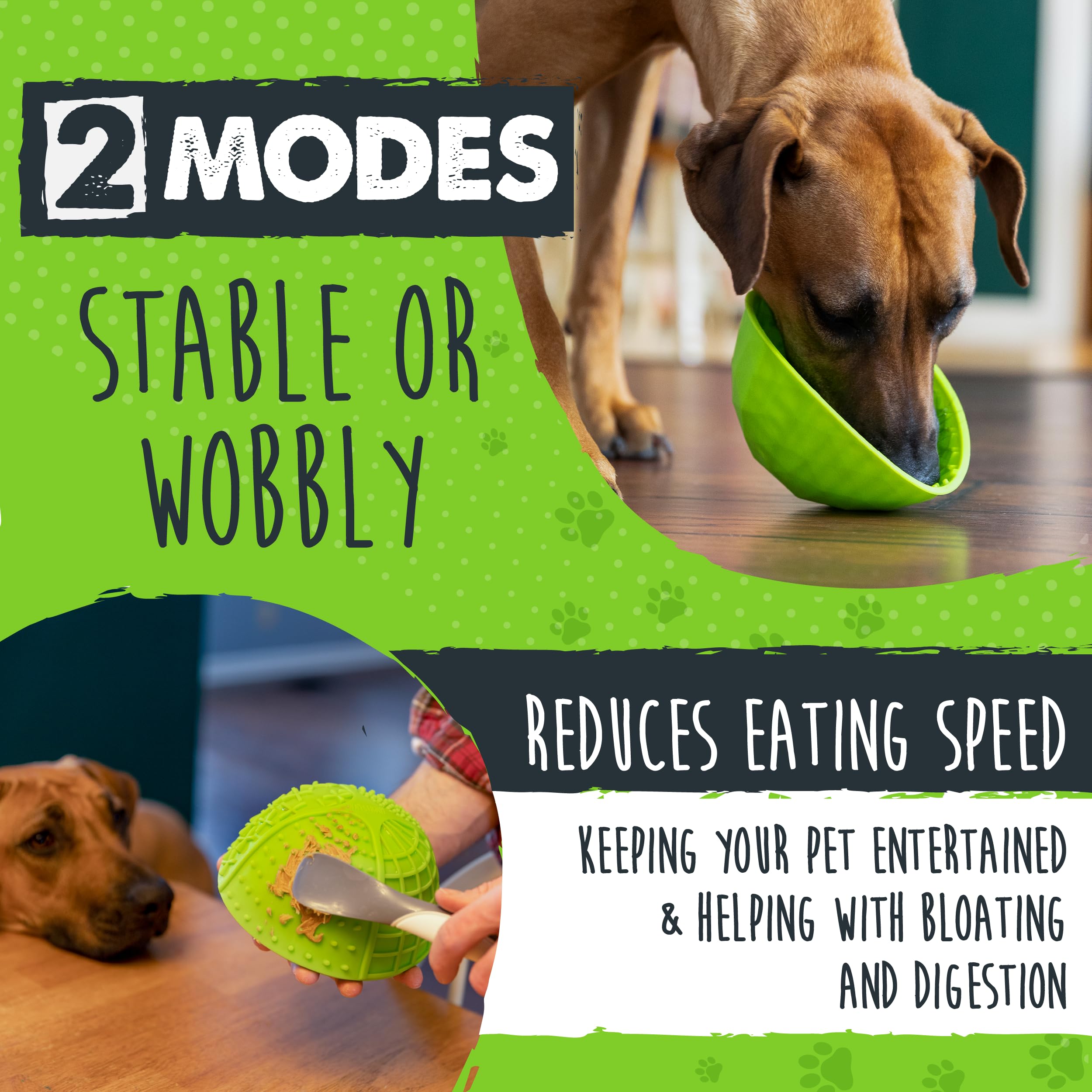 Mighty Paw Dog Lick Bowl, modos estables e inestables para ajustar el reto.