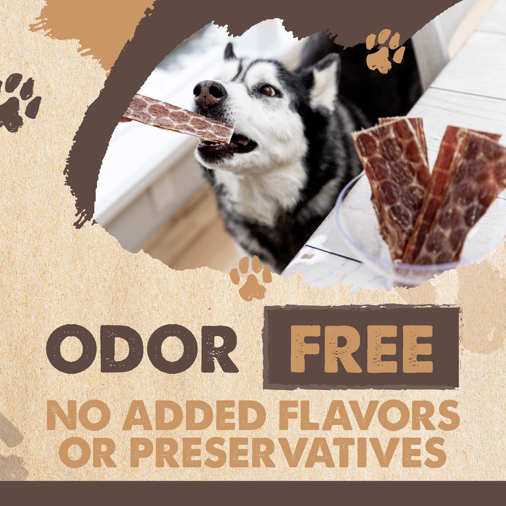 Jerky de esófago de res con alta proteína y baja grasa para perros activos.