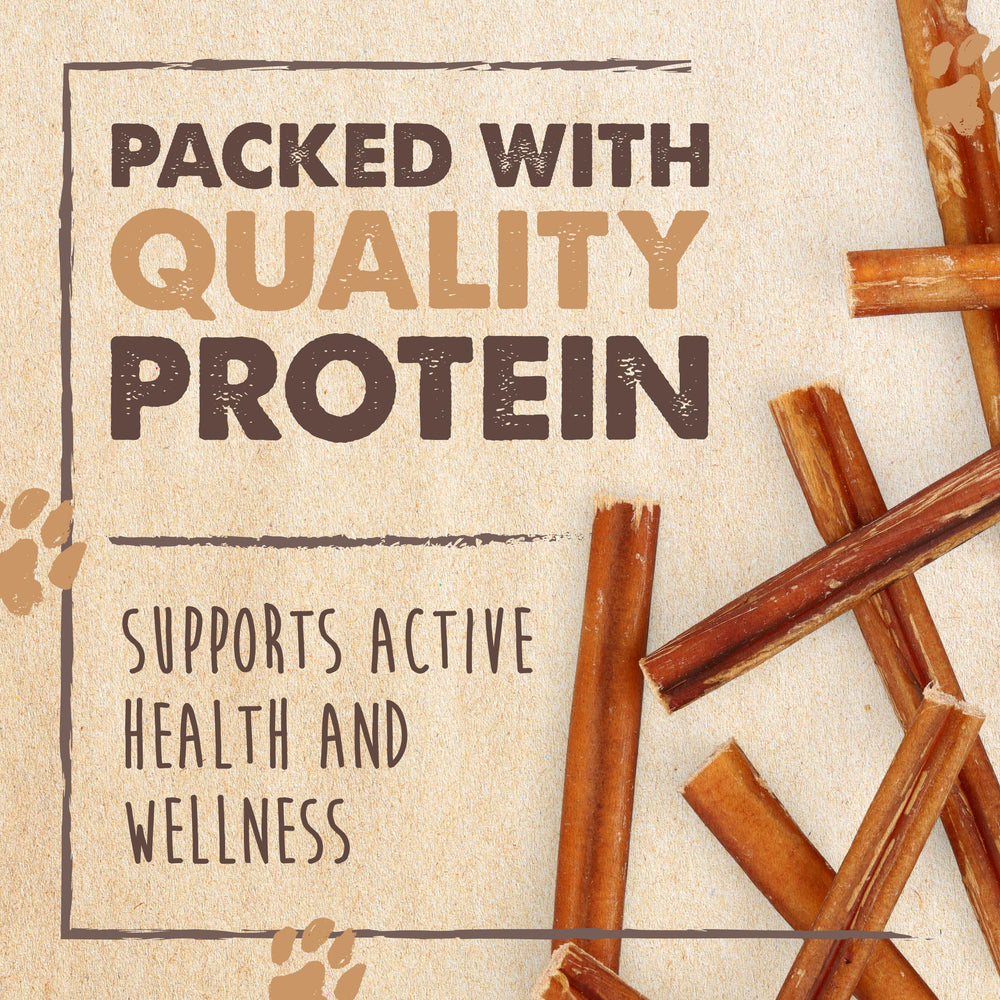 Mighty Paw Naturals Bully Stick de olor bajo para recompensa agradable.