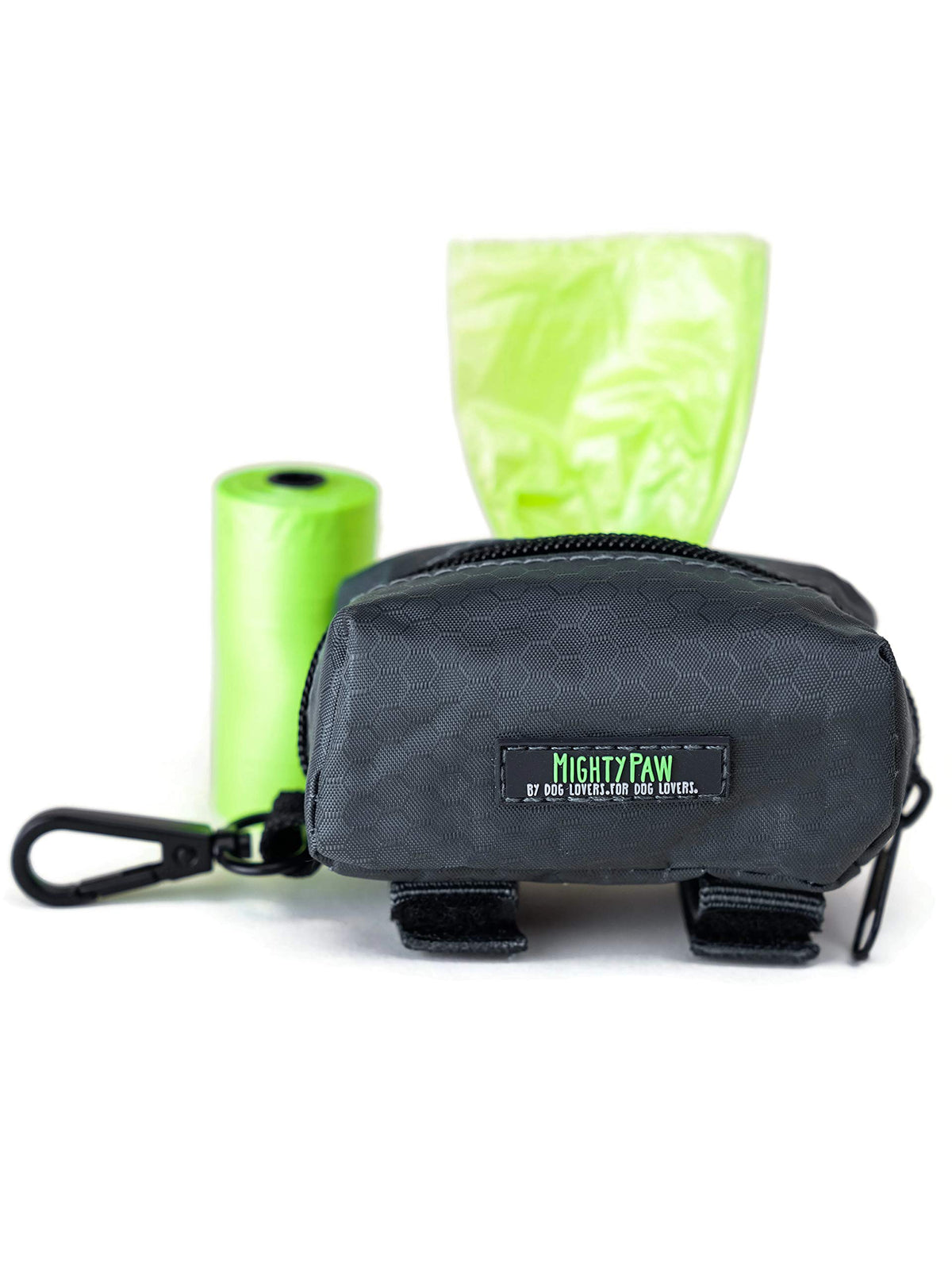 Mighty Paw porta bolsas con cremallera y mosquetón, acceso cómodo