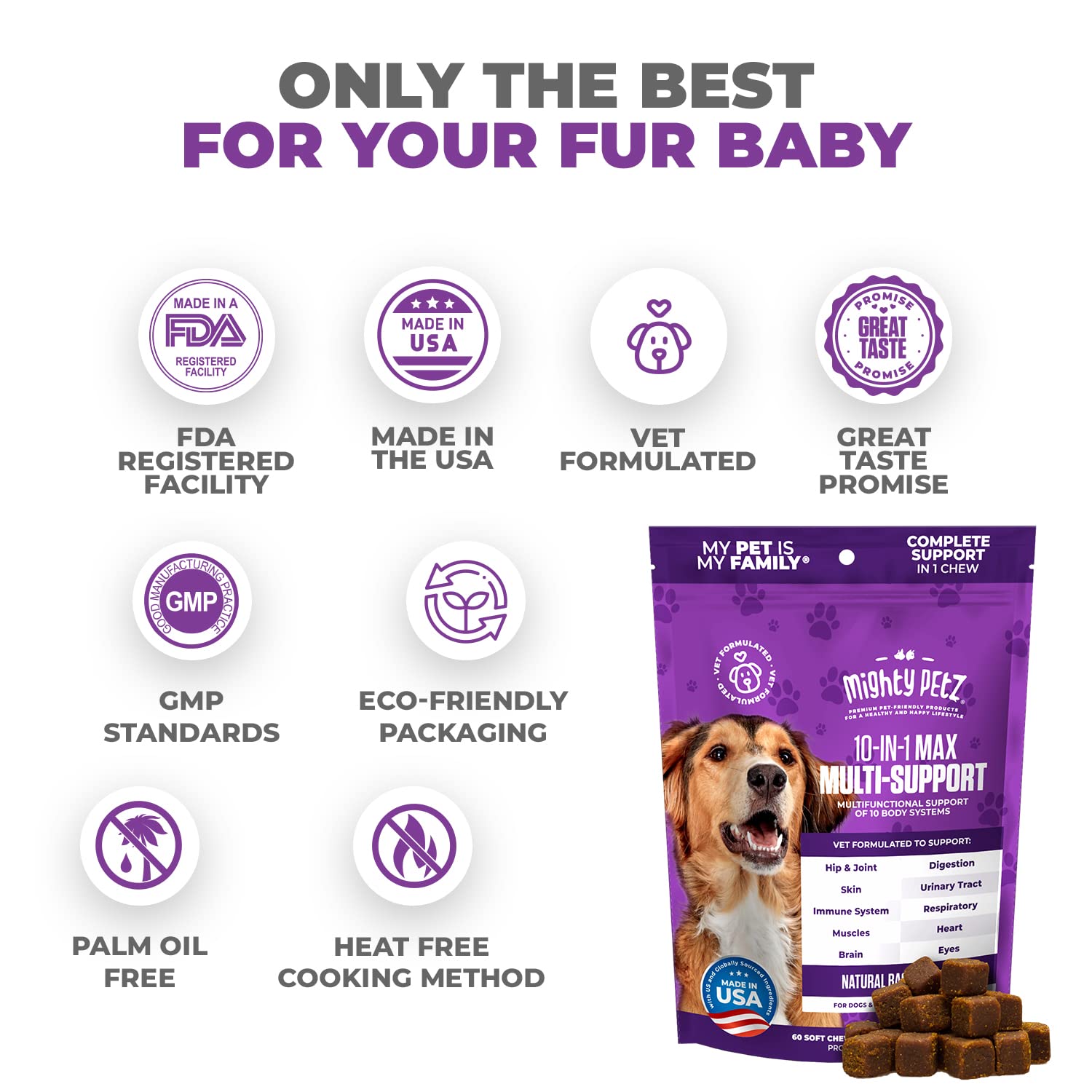 Mighty Petz MAX: fortalecimiento de inmunidad para perros activos.