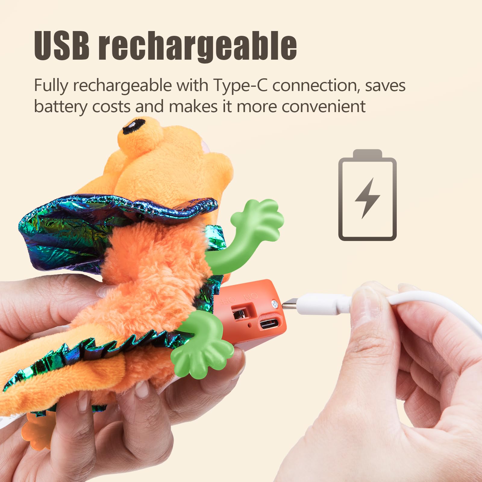 Migipaws Lagarto con conector tipo C para recargas simples.