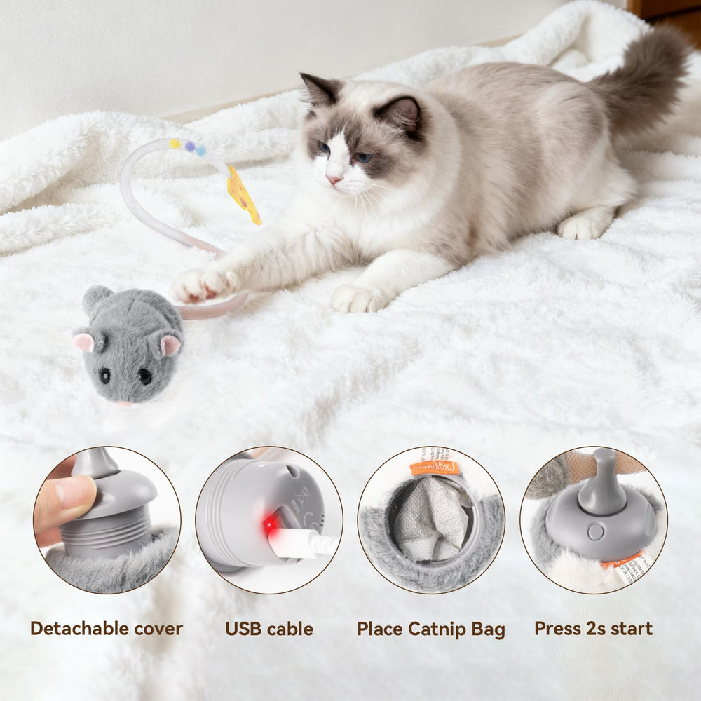 Migipaws Migimouse recargable, carga completa ofrece varios días de diversión.