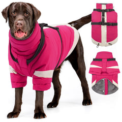 Chaqueta impermeable MIGOHI para perro, vista frontal, protección contra viento y lluvia.