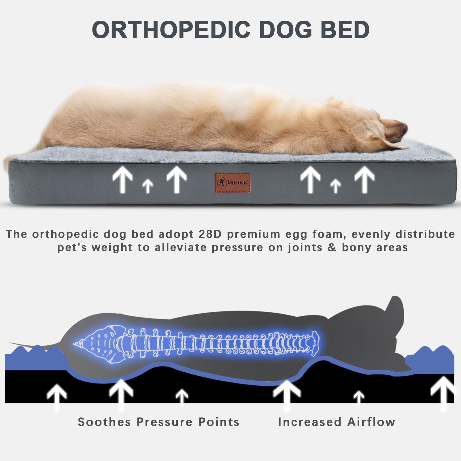 Funda lavable MIHIKK para cama canina, fácil limpieza y mantenimiento.