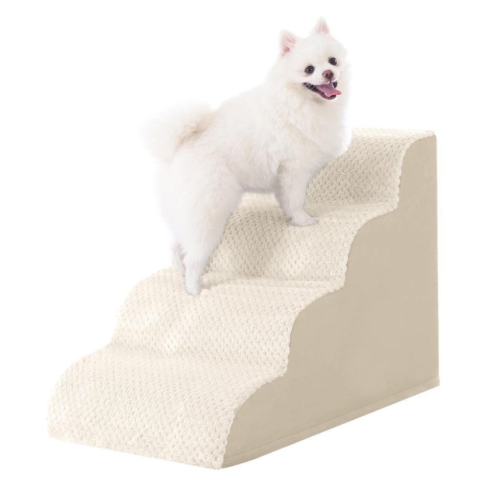 MIHIKK escaleras para perro curva de 4 pasos, subida suave a la cama.