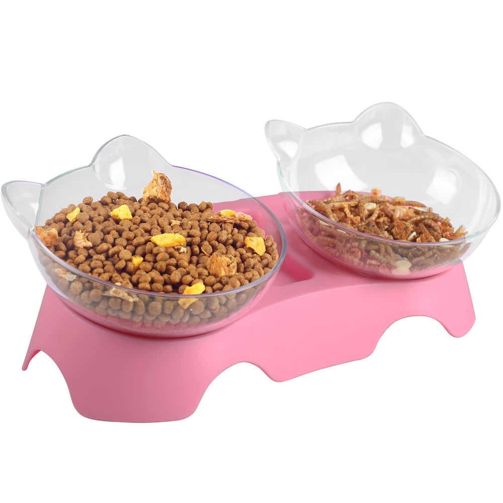 MILIFUN tazones para gato elevados e inclinados en rosa para comer con comodidad.