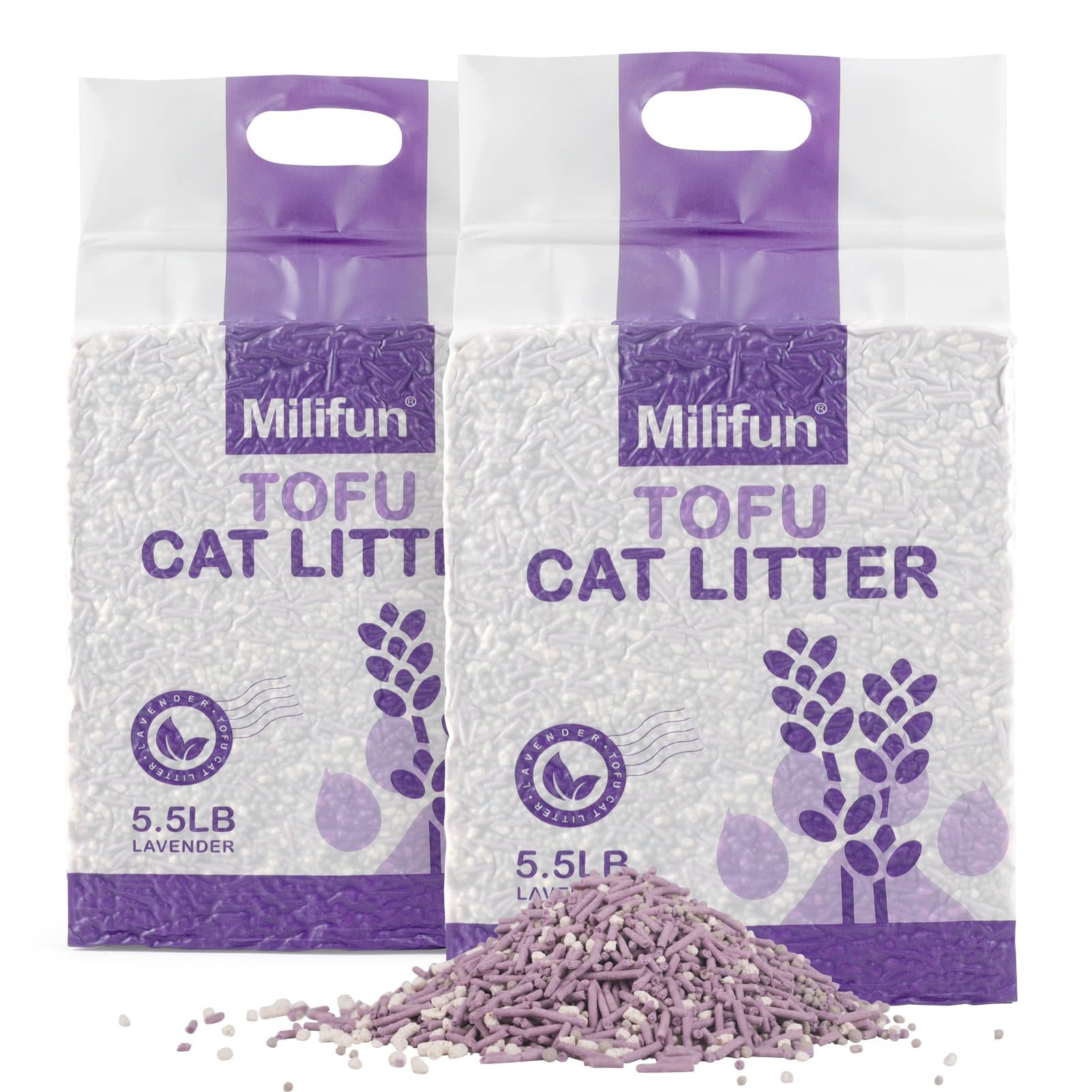 MILIFUN Tofu Litter con lavanda crea olor fresco para la caja de arena.