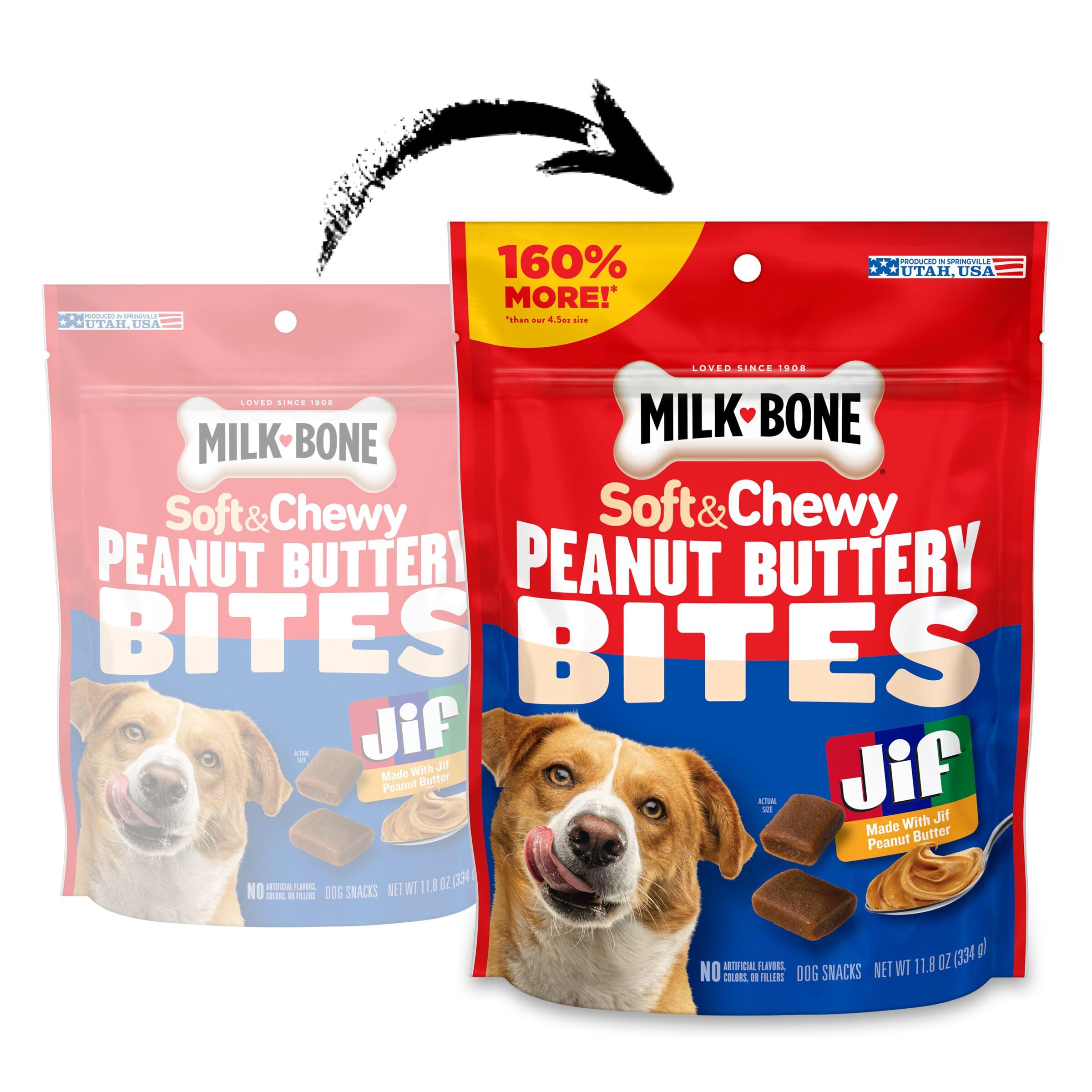 Milk-Bone bocaditos con tocino real, sabroso snack para premiar.
