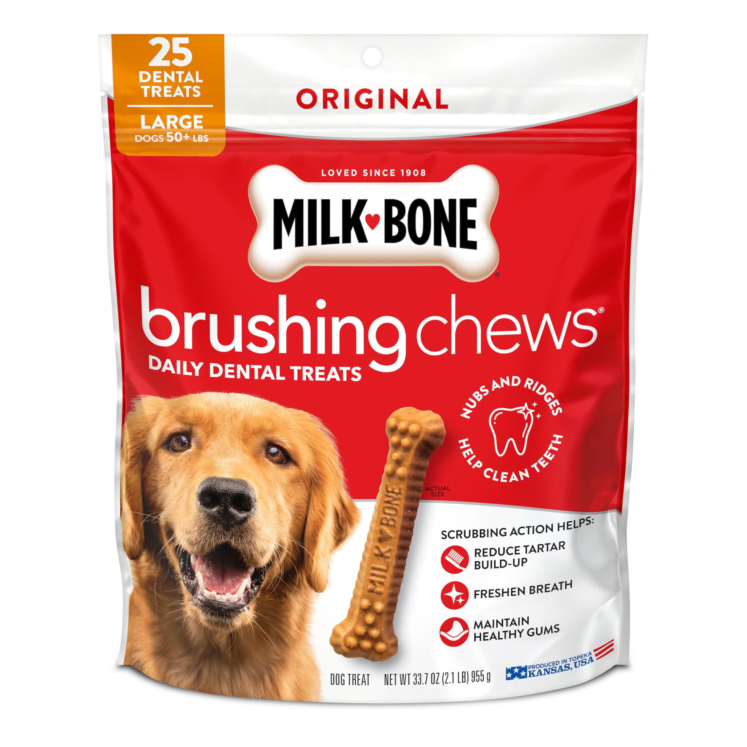 Milk-Bone Brushing Chews Original Sabor Pollo, tratamiento dental diario para perro