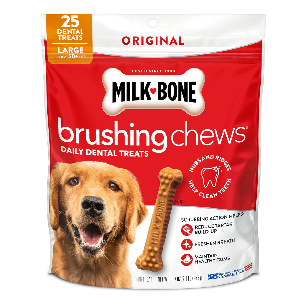 Milk-Bone Brushing Chews Original Sabor Pollo, tratamiento dental diario para perro