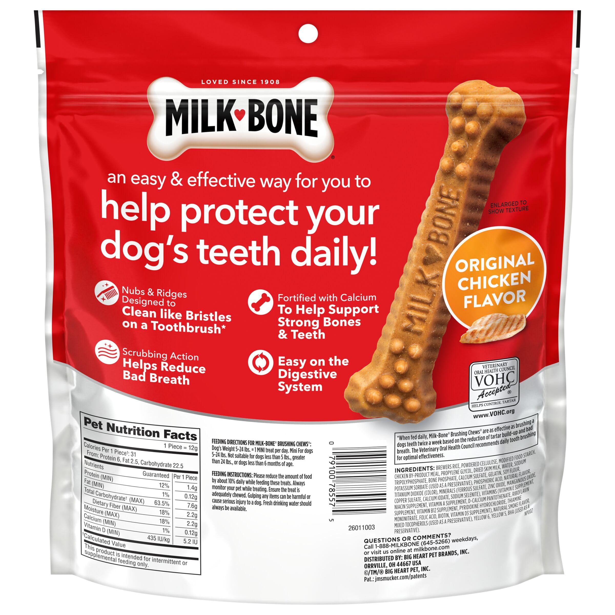 Milk-Bone Brushing Chews favorece encías sanas durante la masticación diaria.