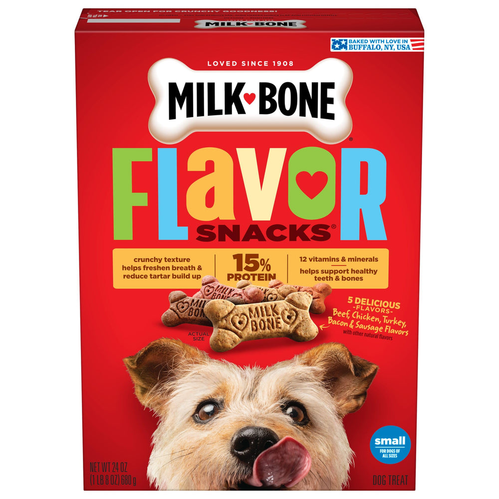 Milk-Bone Bocaditos de Sabor, caja de 24 oz para perros pequeños.