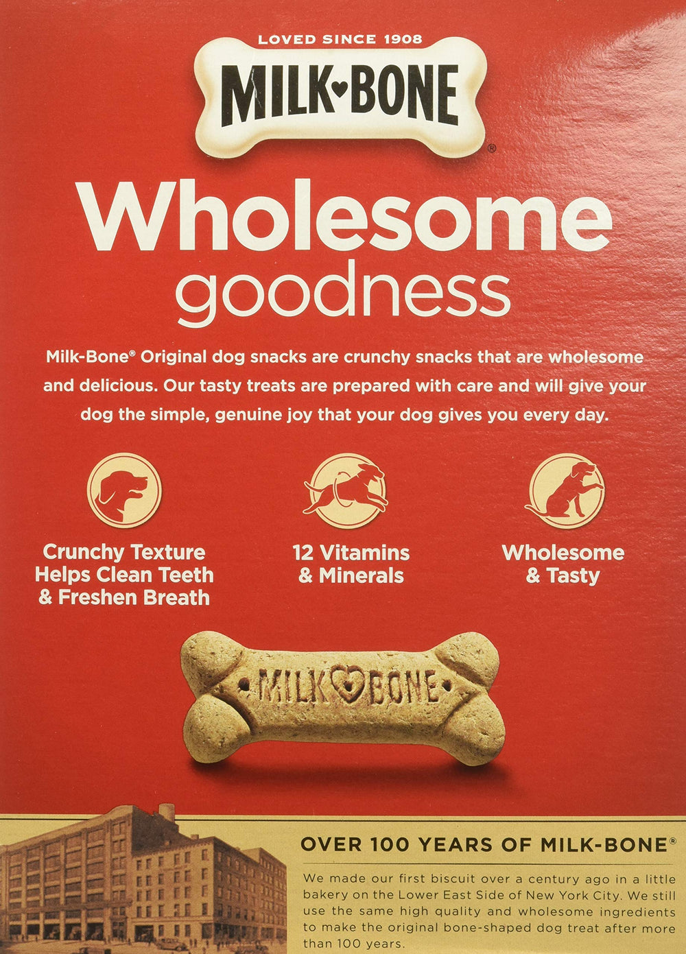 Milk-Bone paquete de tres galletas medianas para perros grandes.