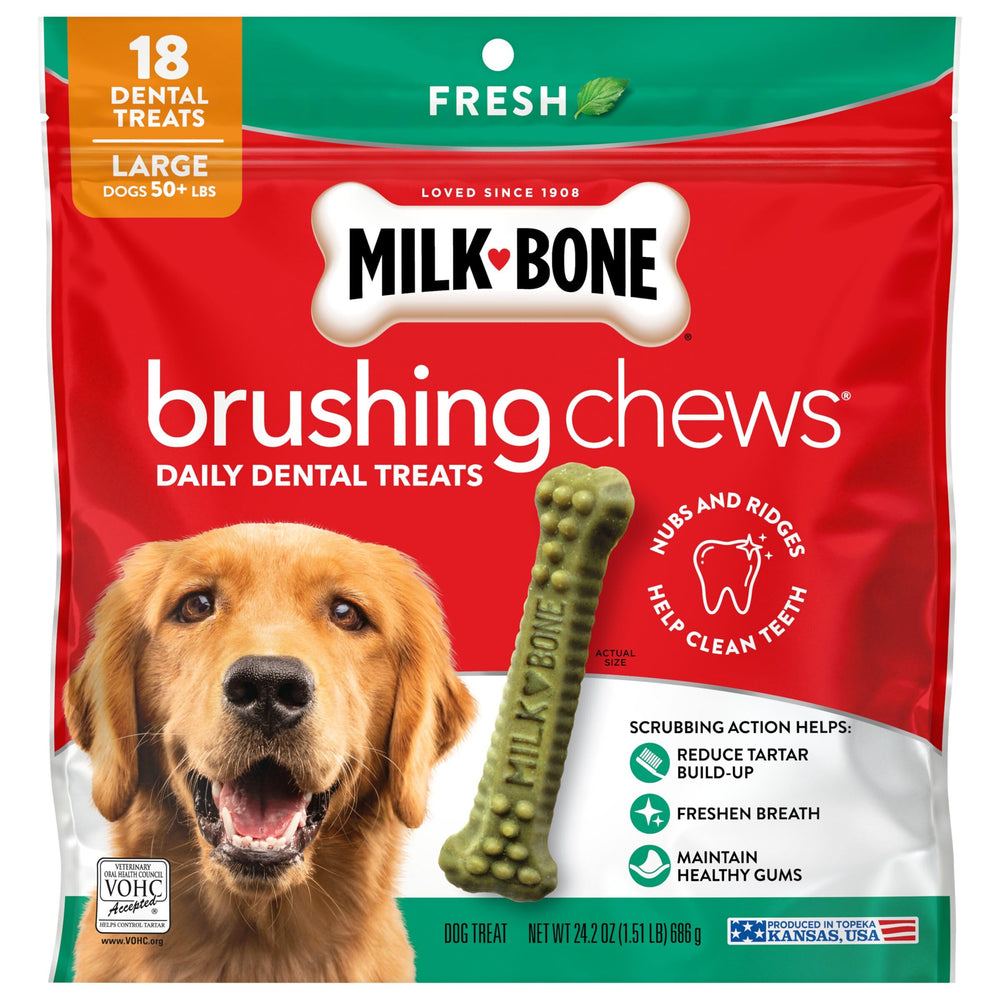 Milk-Bone masticables dentales para limpieza dental diaria en perros.