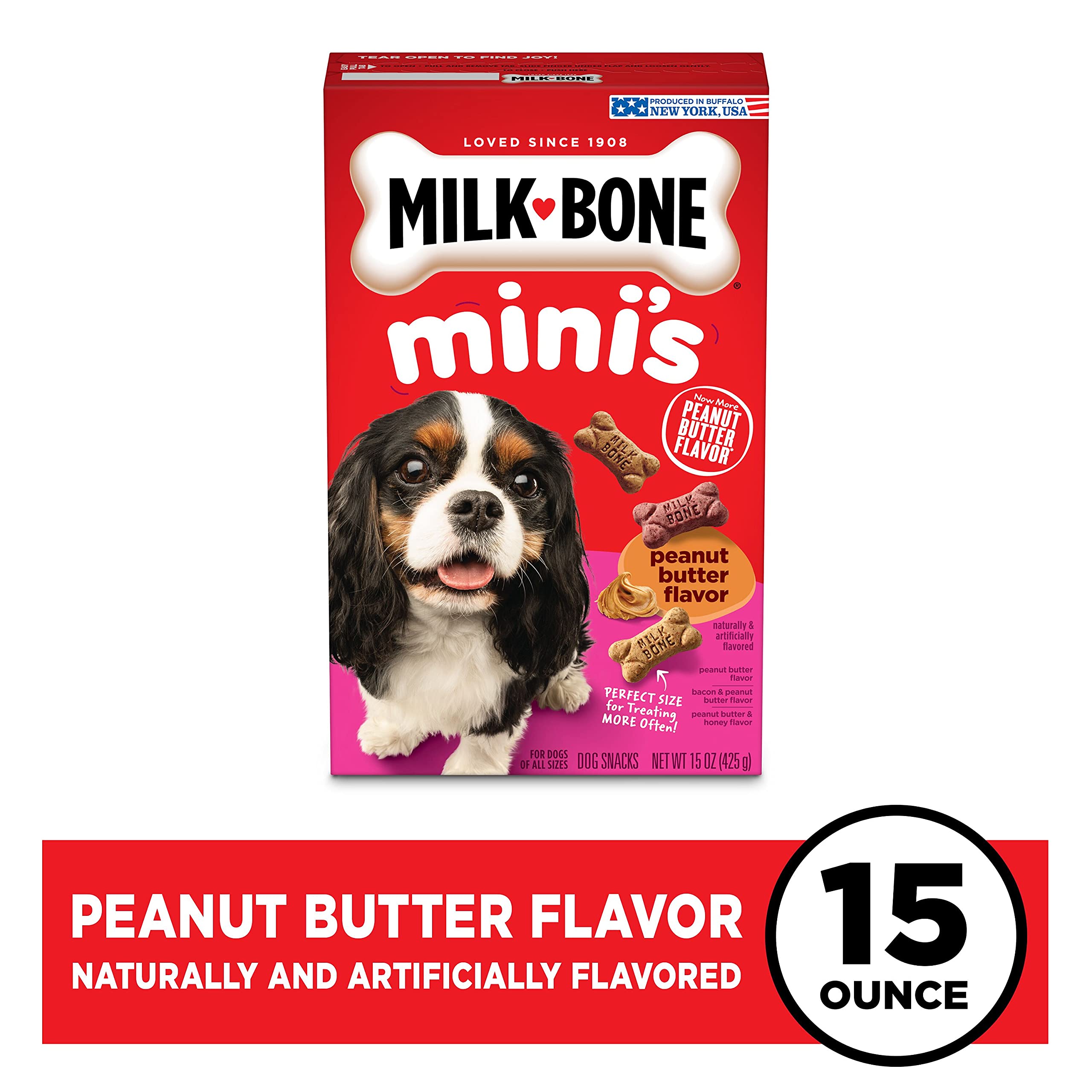 Milk-Bone Mini: textura crujiente que ayuda a refrescar el aliento del perro.