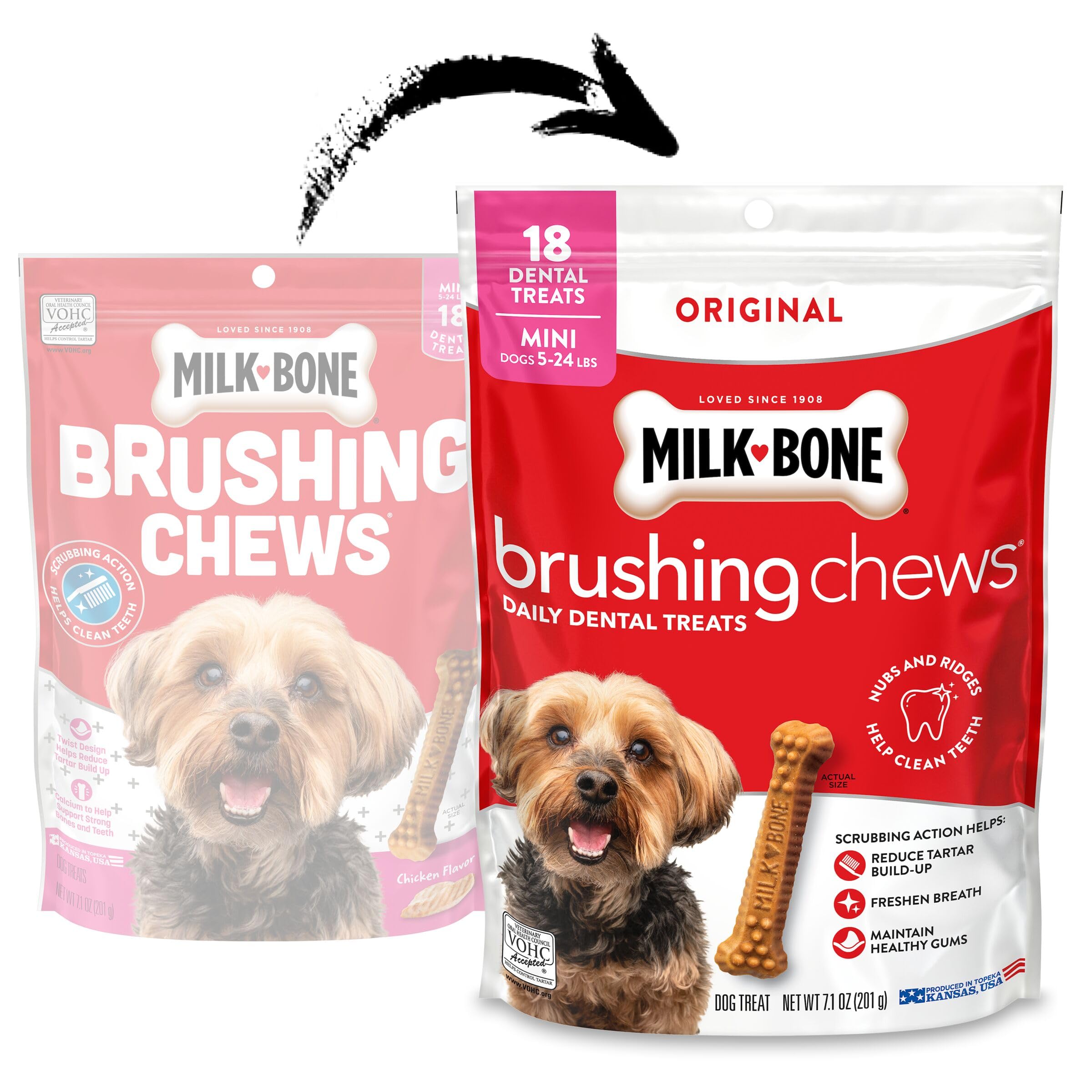 Milk-Bone mini para perros 5-24 lb, foco en tamaño pequeño para snack diario.