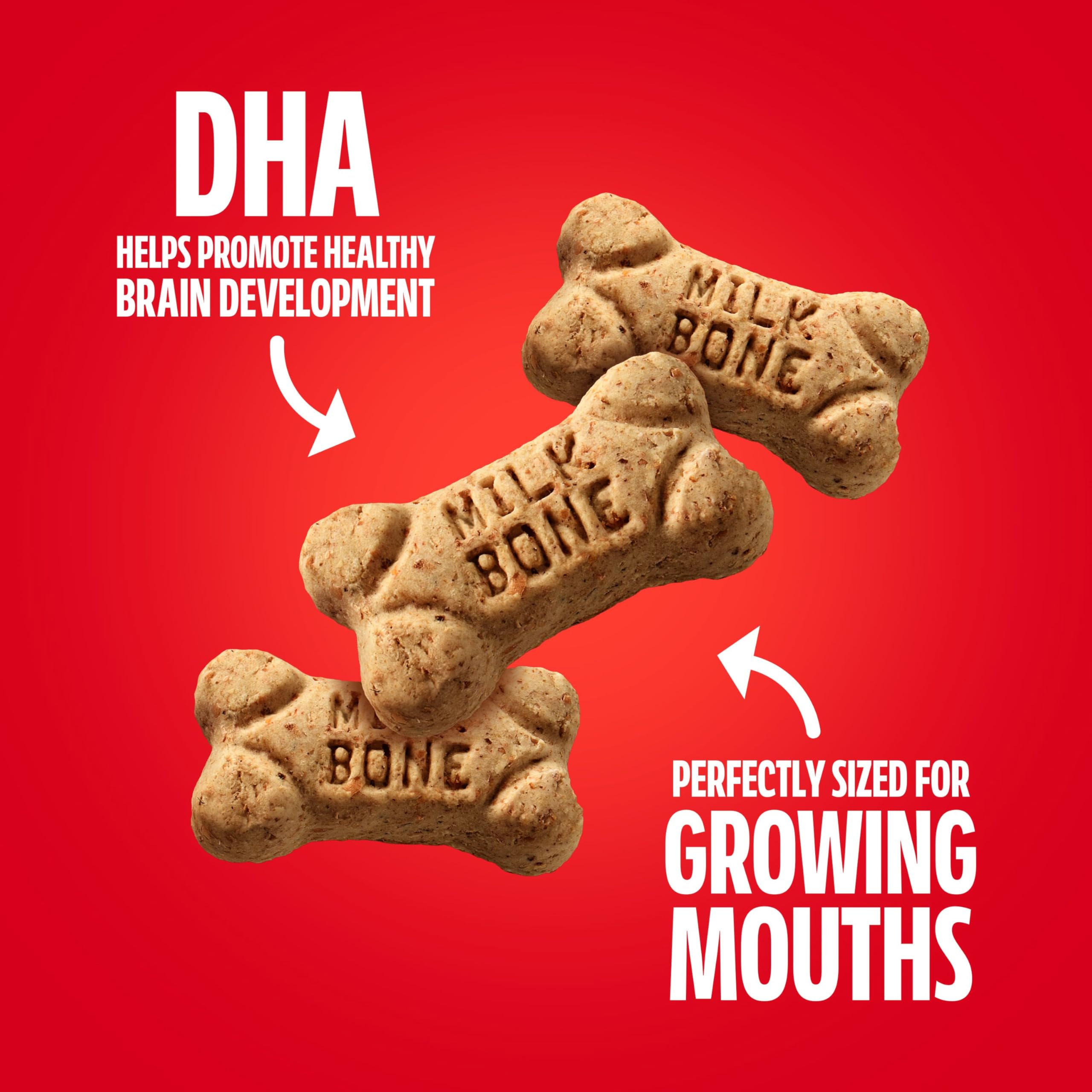 Milk-Bone Original con DHA, complemento sabroso para desarrollo cerebral de cachorros