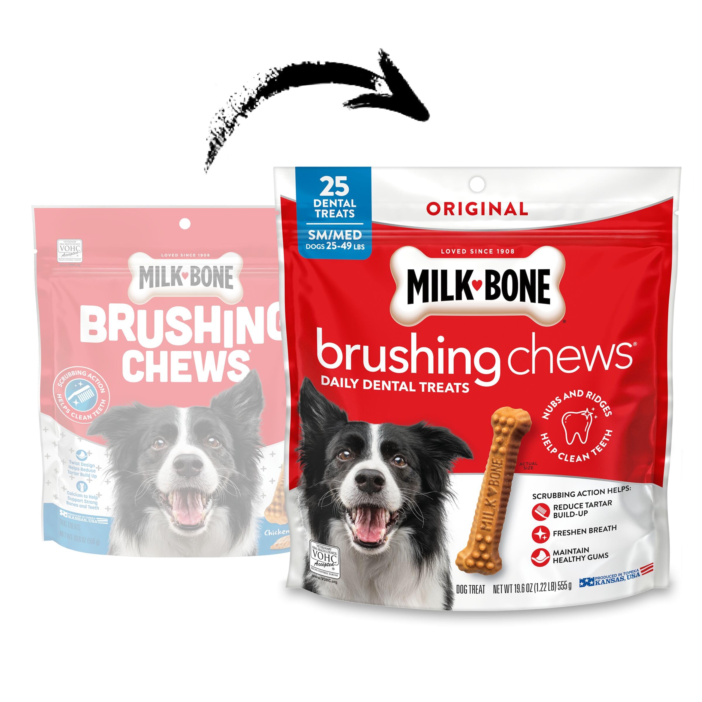 Milk-Bone Huesos dentales Original Pollo, tamaño pequeño-mediano para perros.