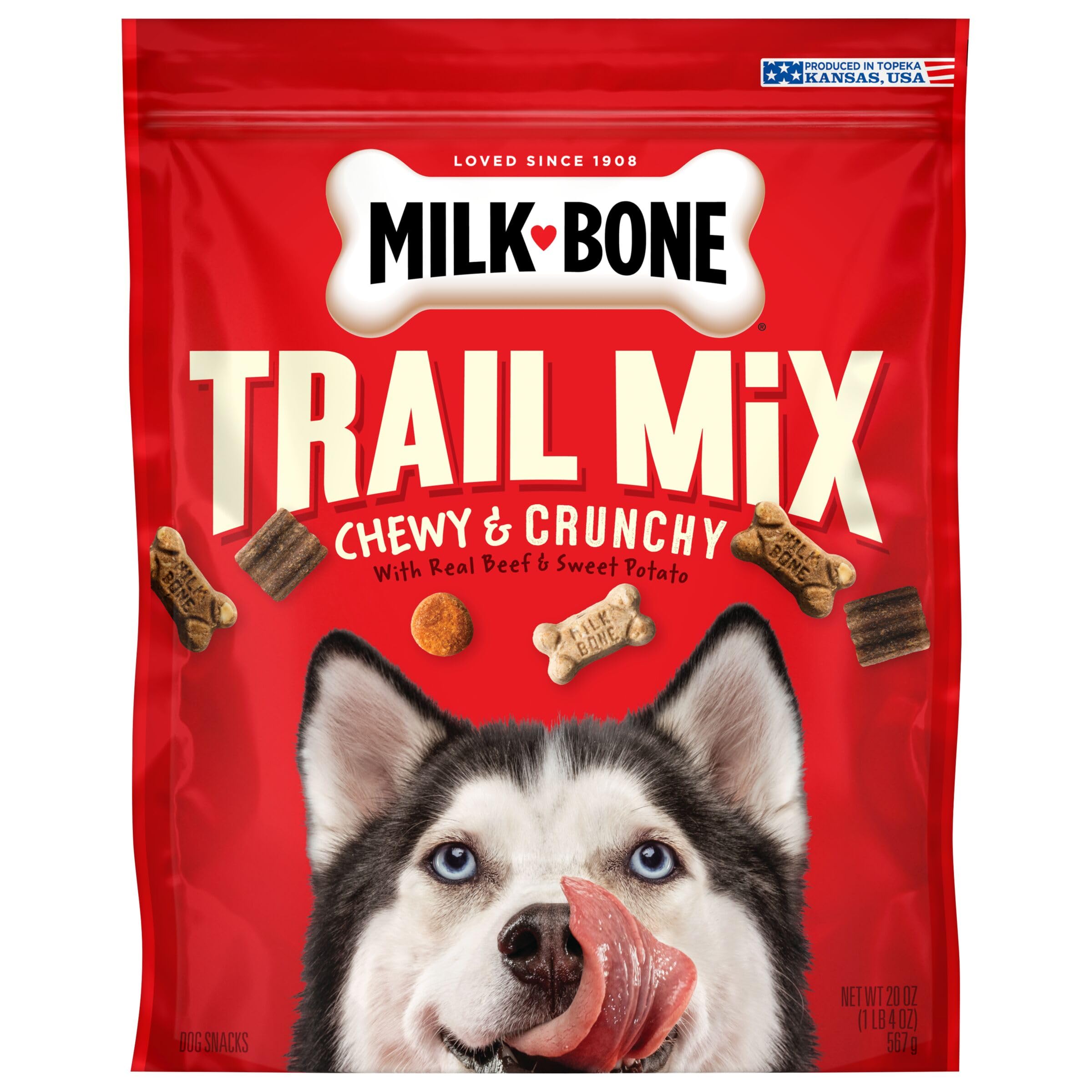 Milk-Bone Trail Mix: formas-divertidas, atractivas para premiar durante el entrenamiento.