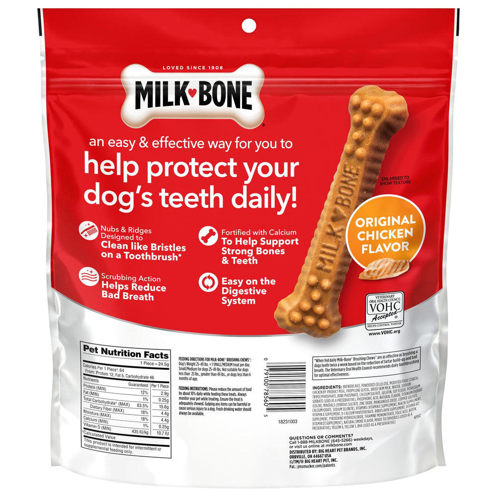 Milk-Bone Golosinas Cepillantes Original Pollo, fácil de digerir y aptas para dieta diaria.