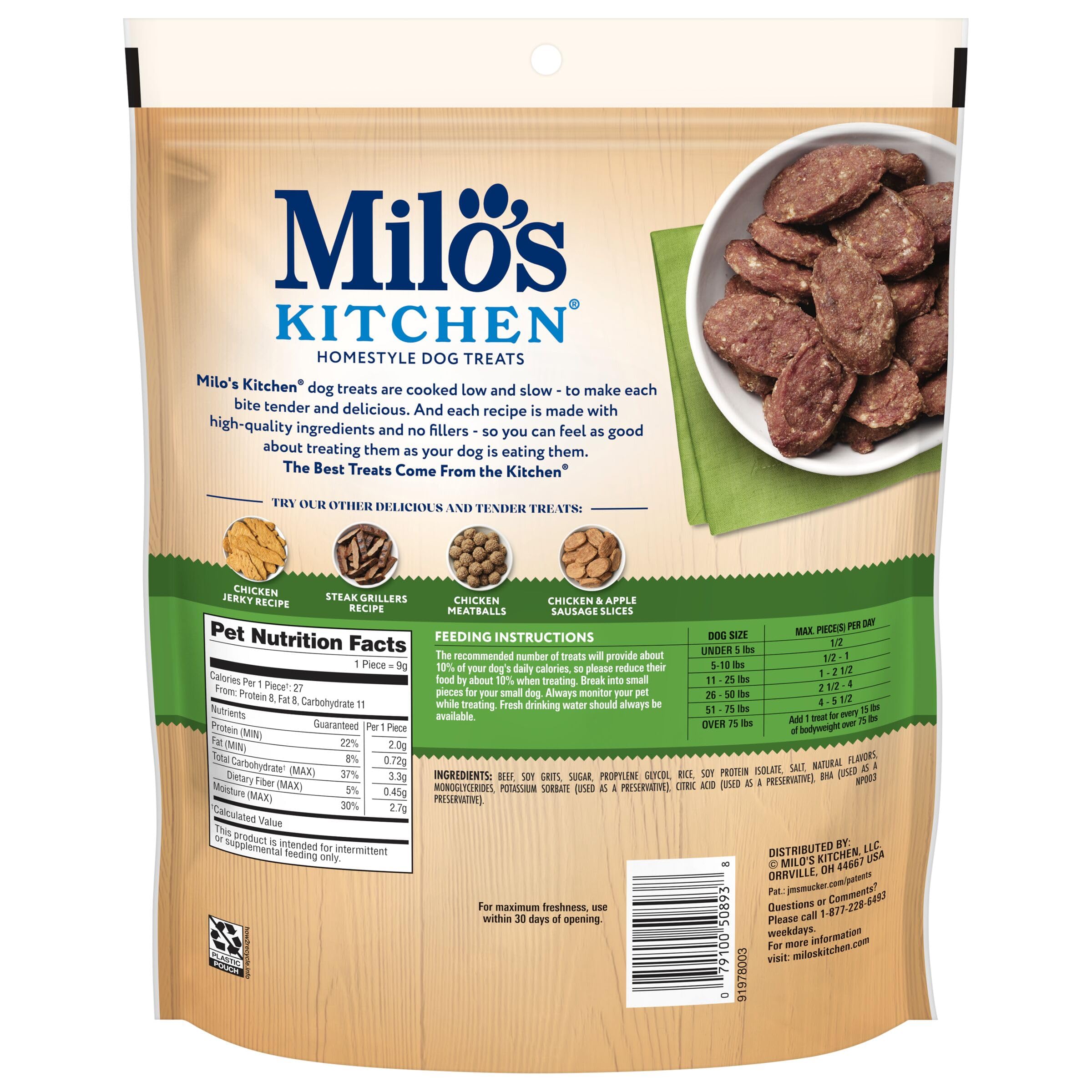 Milo's Kitchen: empaque practico y facil de abrir para casa y paseo.