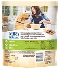 Milo's Kitchen salchichas de res con arroz, porción ideal para activar su ejercicio.