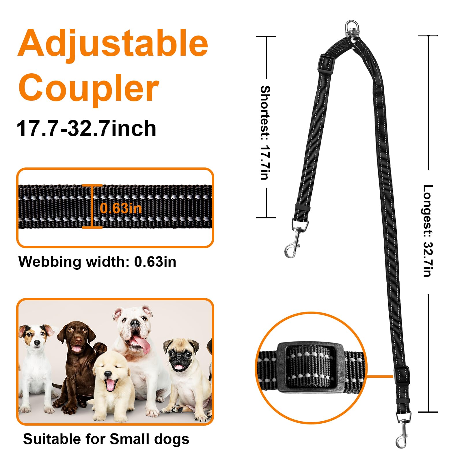 MingXpets doble correa para dos perros sin enredos durante paseos y entrenamiento.