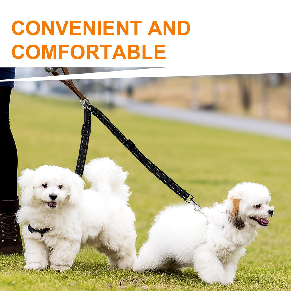 Diseño ajustable para dos perros, ideal para paseos diarios.