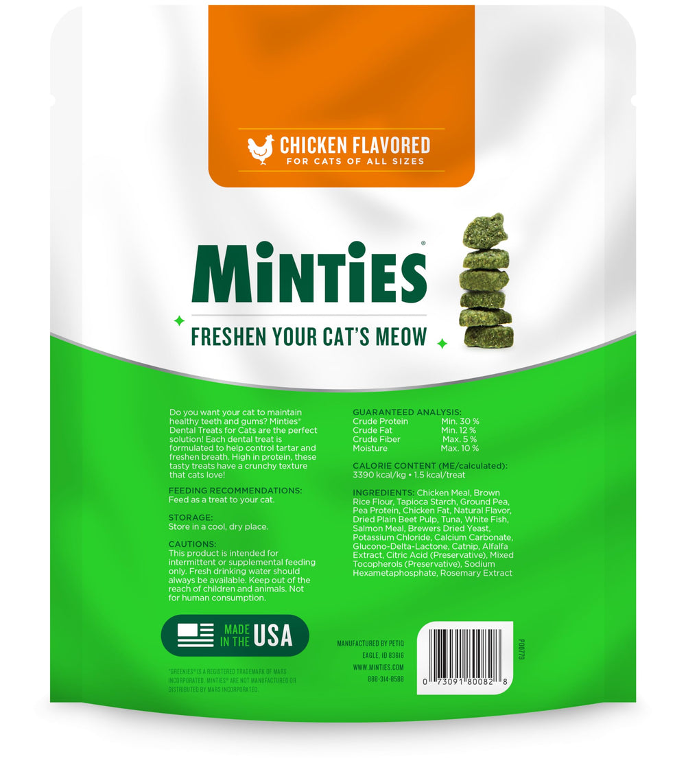 Protein-rich Minties treats suitable for active cats