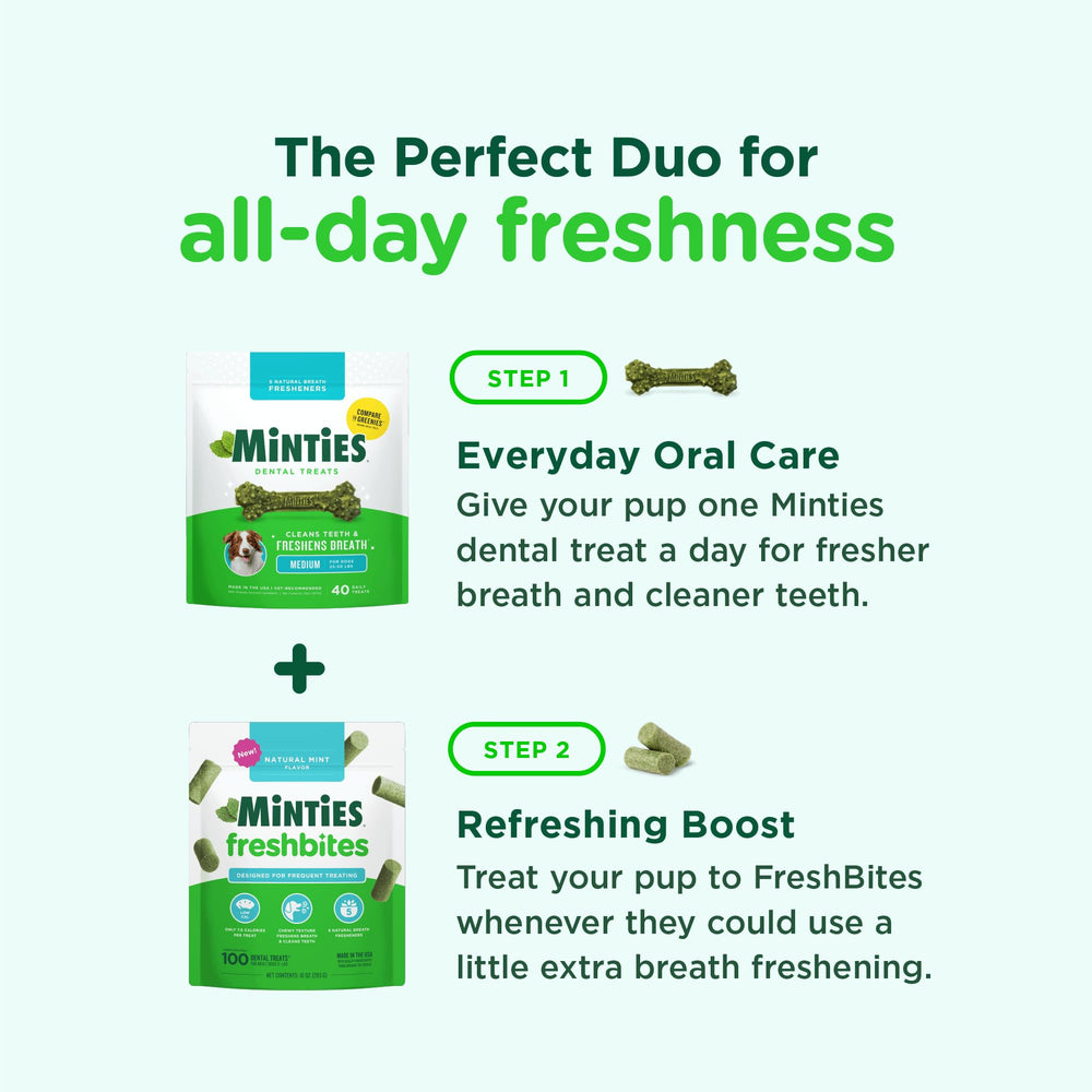 Minties FreshBites bajo calorías por bocado para merienda diaria.