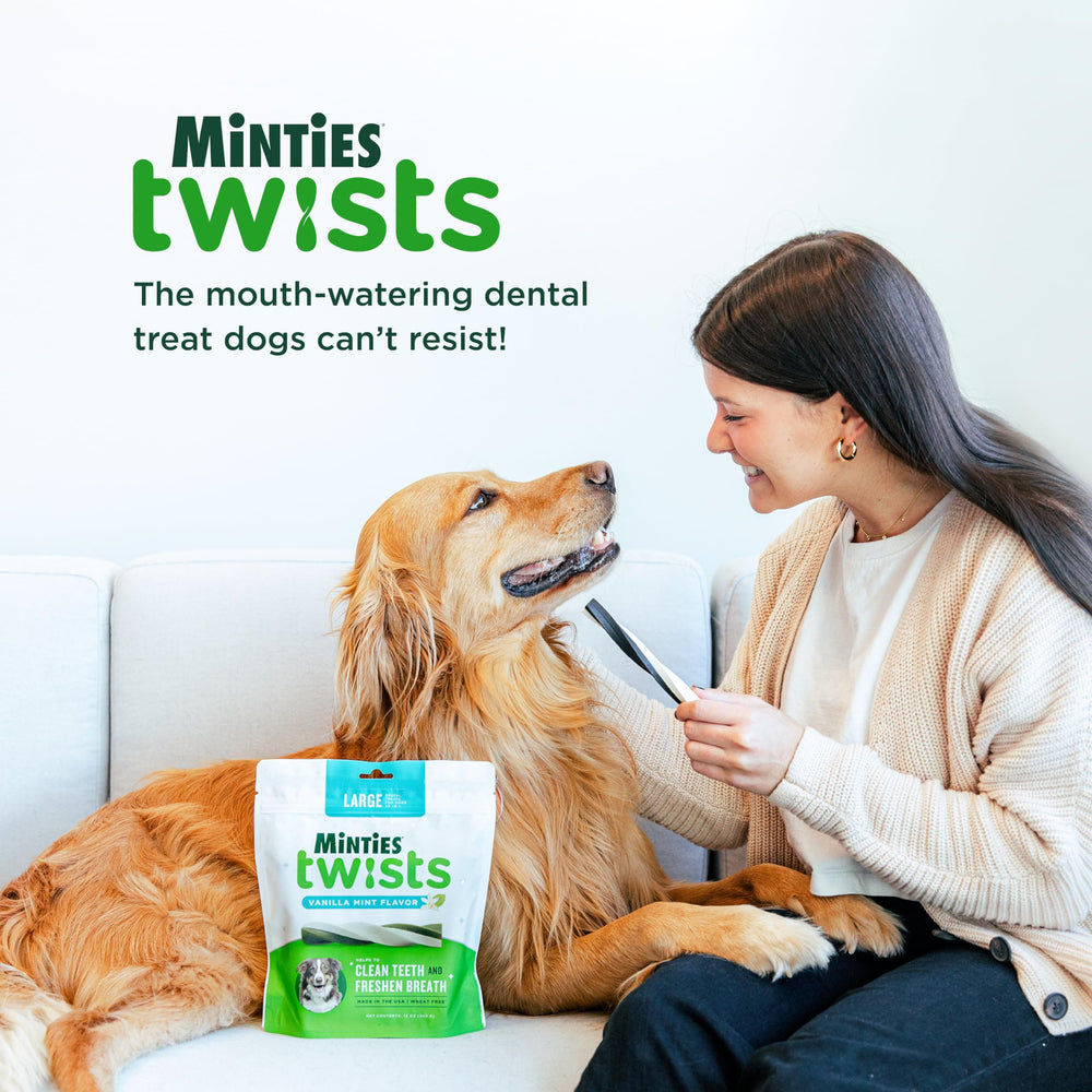 Minties Twists: mezcla de menta y vainilla, sabor agradable para perros.
