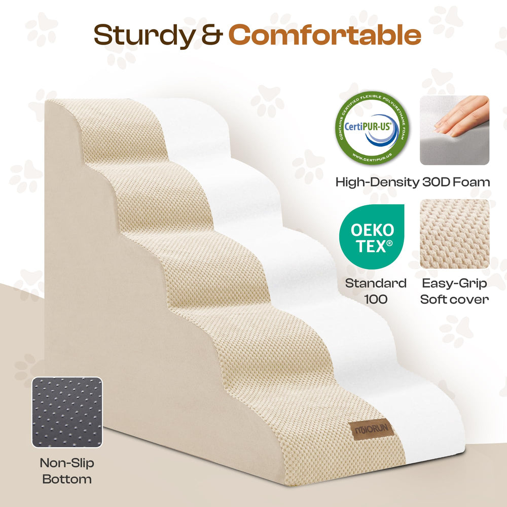 Escalera de 5 pasos para perros, ideal para camas altas.