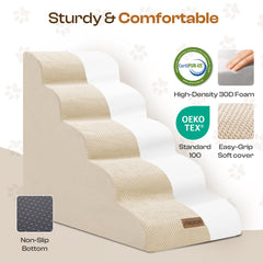 Escalera de 5 pasos para perros, ideal para camas altas.