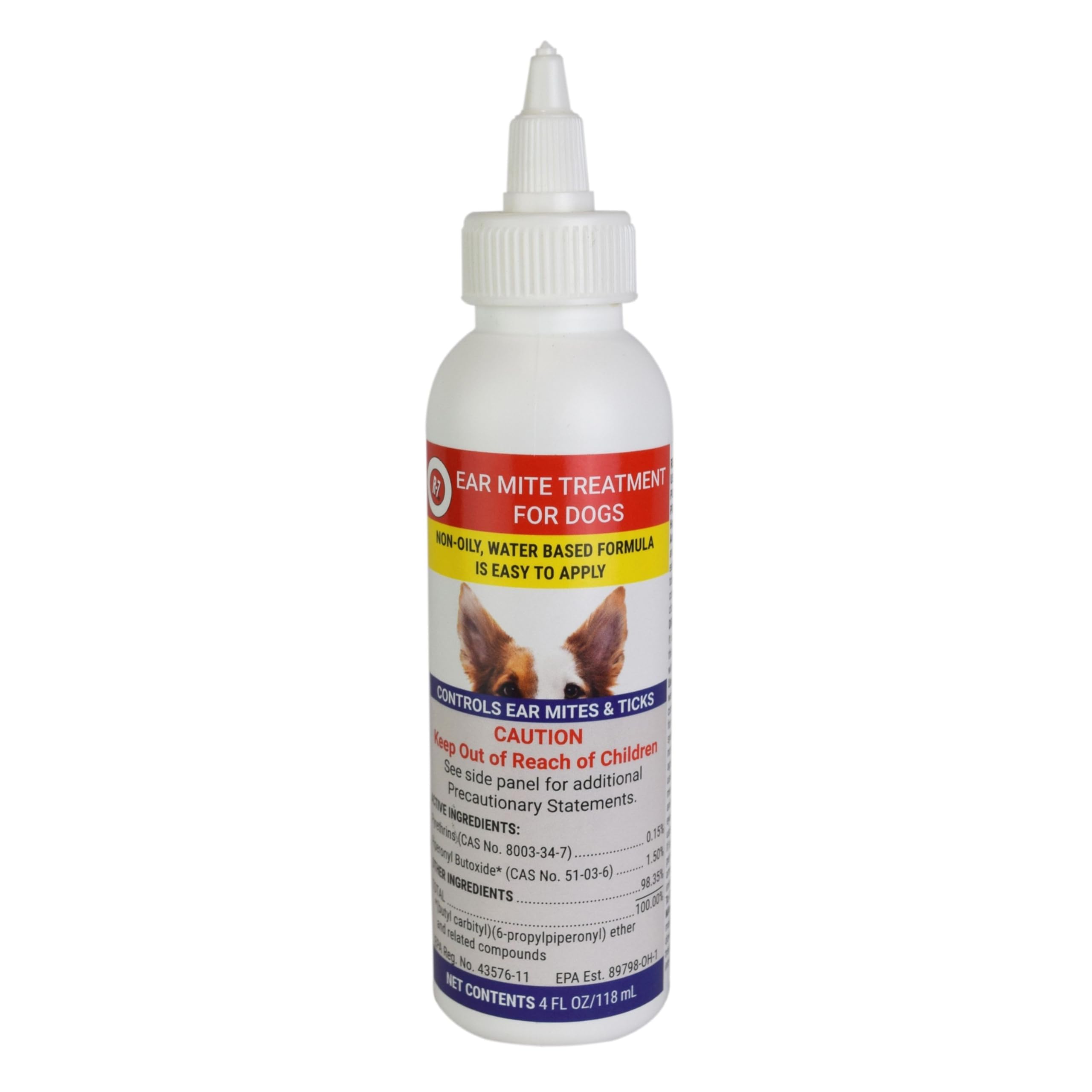 Miracle Care R7: tratamiento para orejas de perros, botella de 4 oz para uso sencillo.