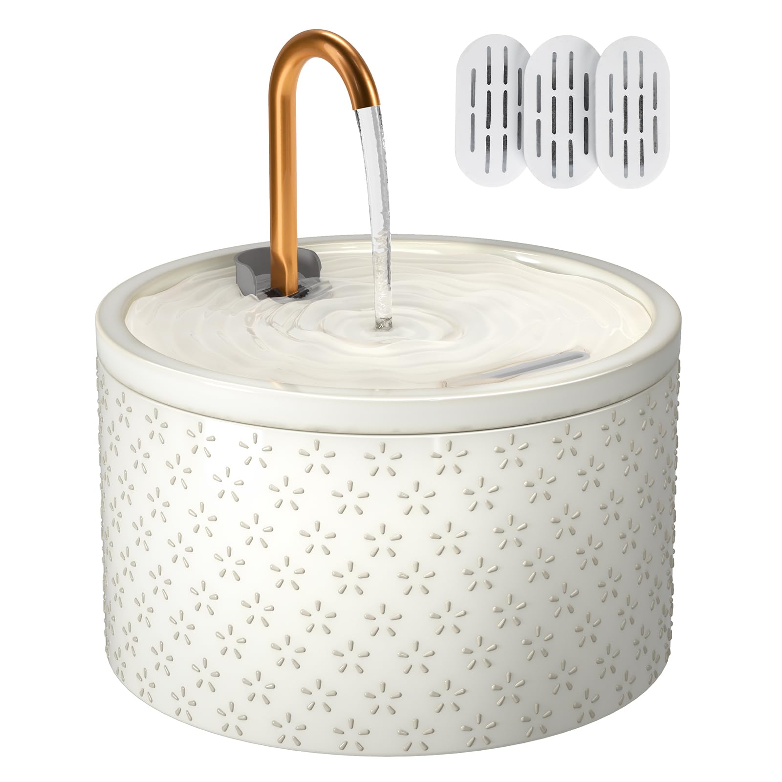 MISFANS bebederro cerámico para gatos con relieve Firework, diseño elegante y seguro.