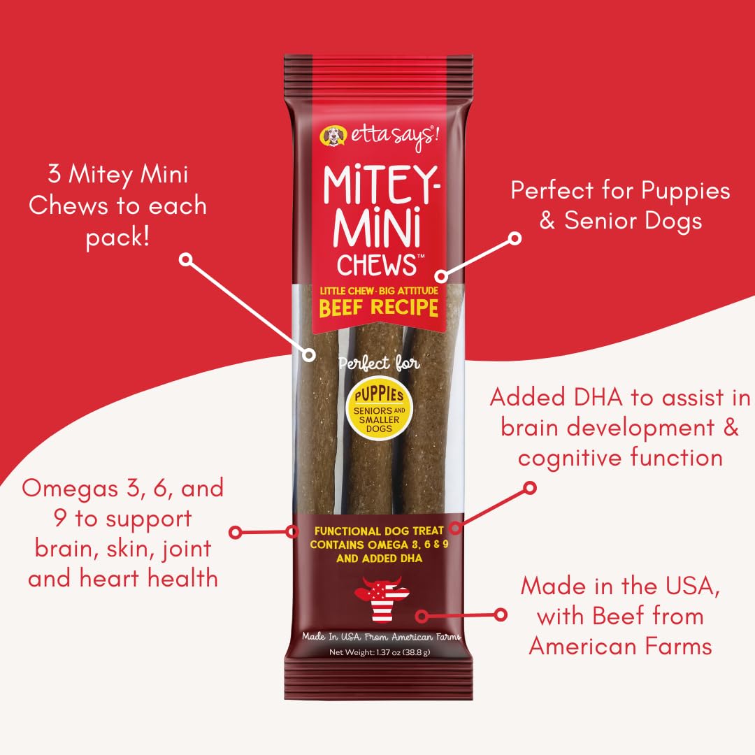 Textura masticable de Mitey Mini Chews mejora la experiencia de juego y entrenamiento.