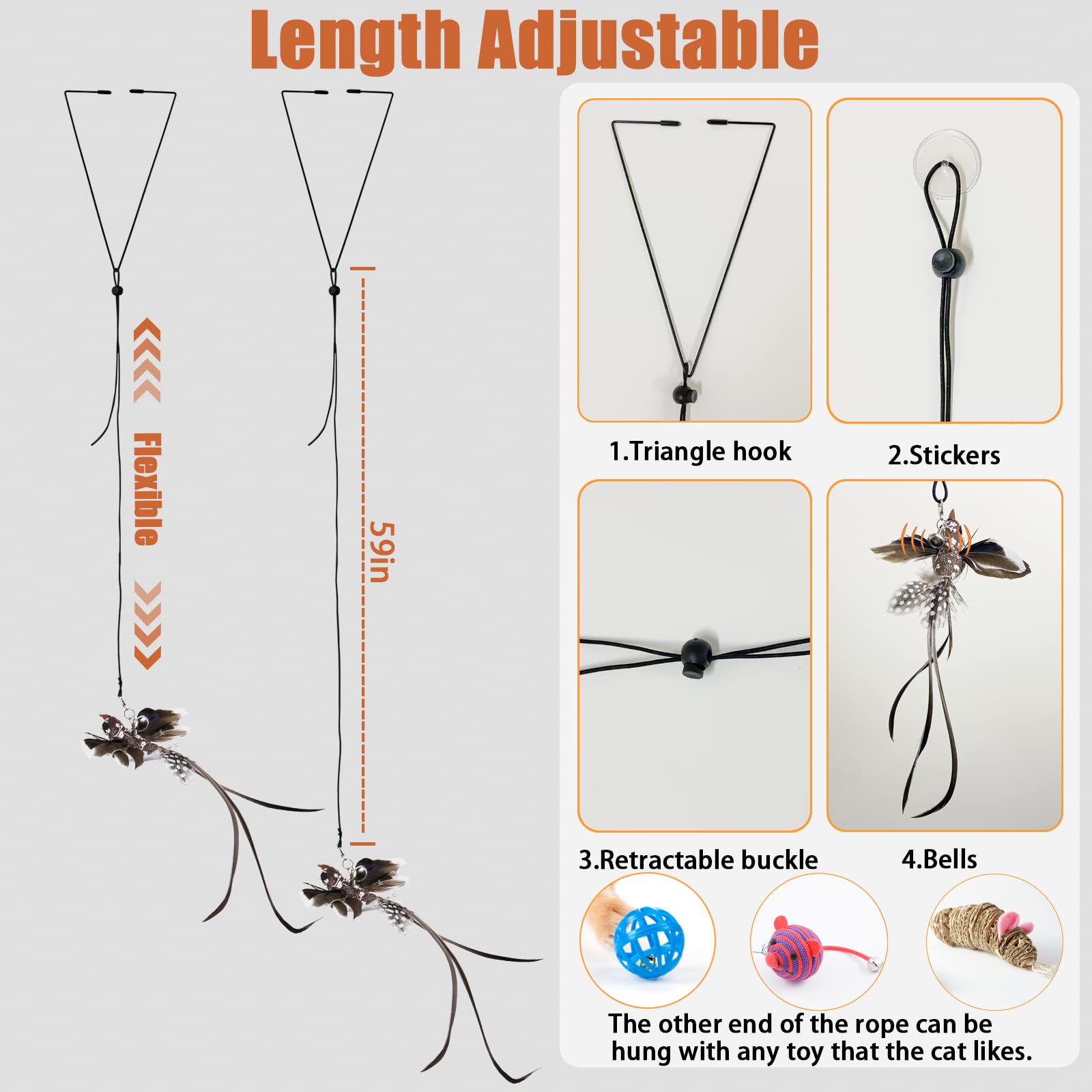 Mitubati Juguete para gato: plumas suaves que atraen al gato y fomentan juego interactivo.