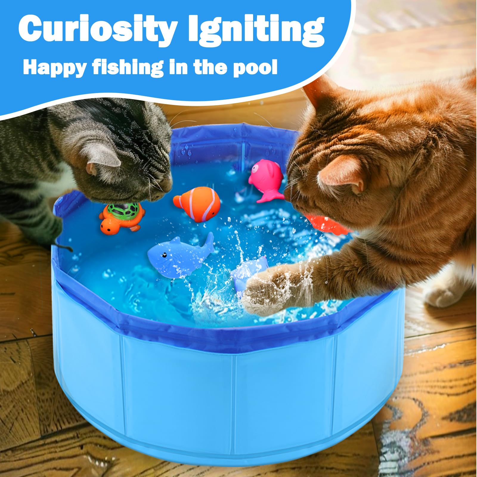 Piscina felina Mity rain con peces interactivos para uso en interiores