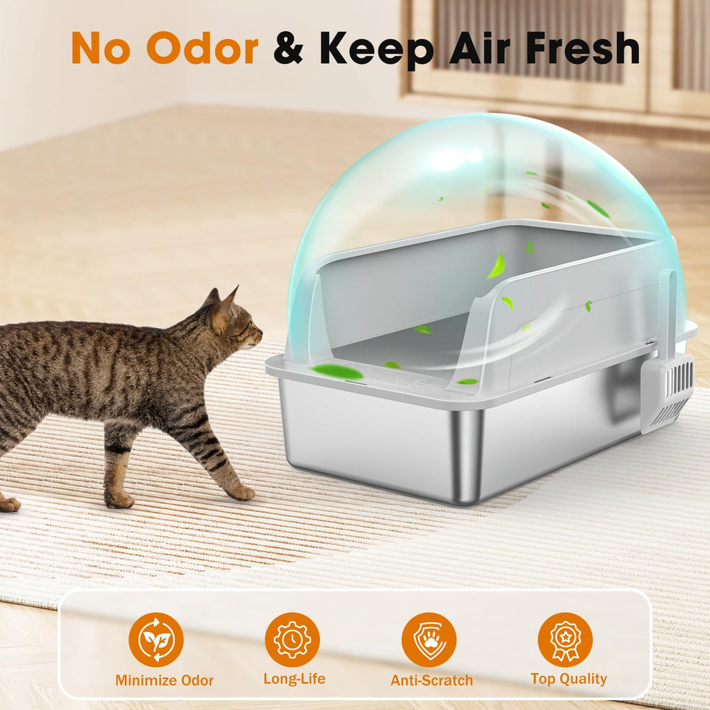 MIXJOY: caja de arena metálica XL sin olores, superficies fáciles de limpiar.