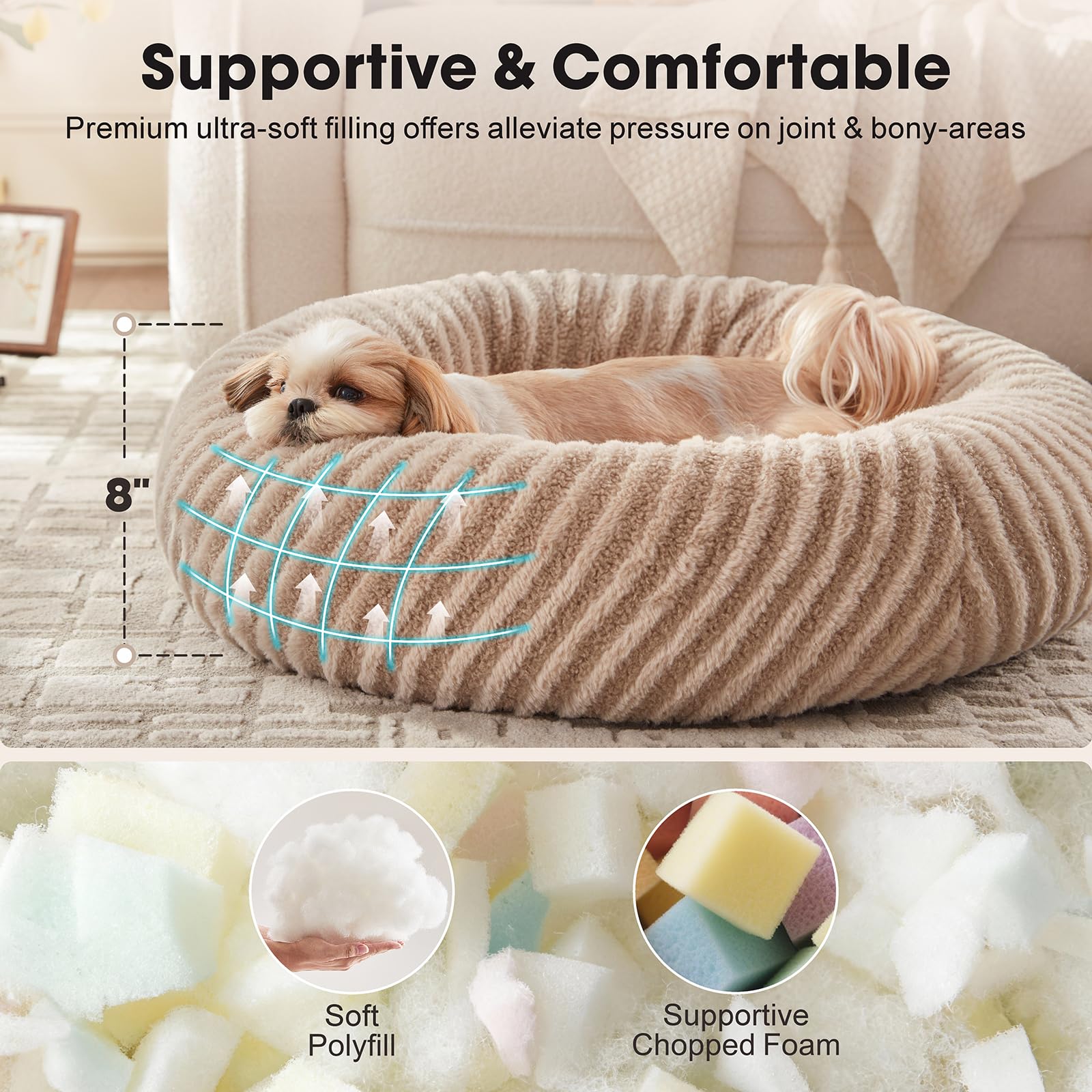 Cama MIXJOY para gatos, refugio cálido en interiores con forma de dona.