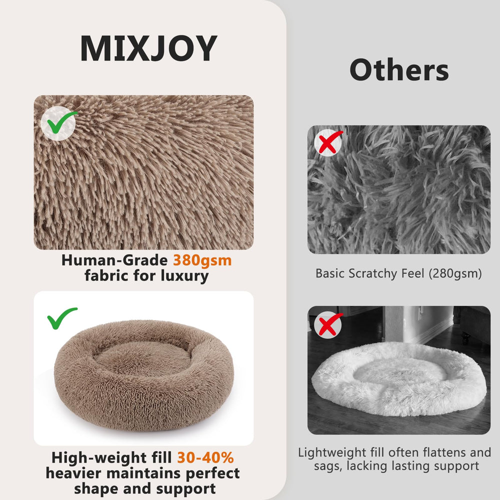 MIXJOY: detalle de borde suave en cama donut marrón para mayor seguridad