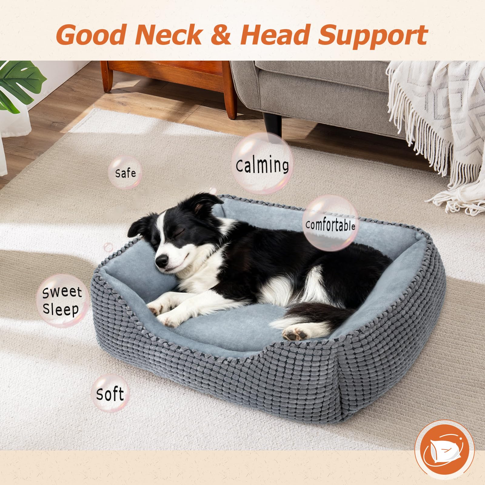 La cama MIXJOY gris base antideslizante mantiene estable al perro